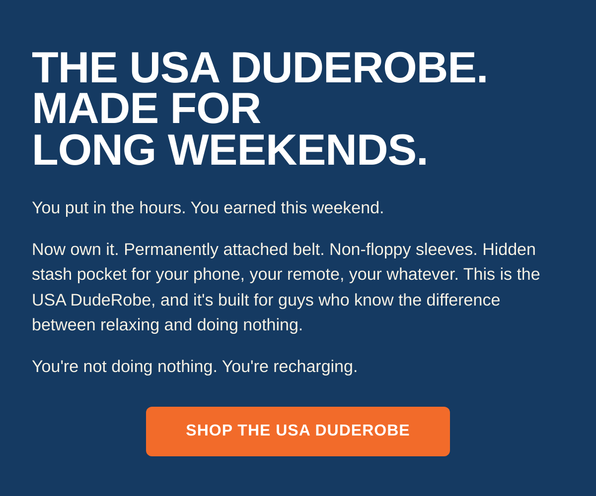 The USA DudeRobe headline and body copy
