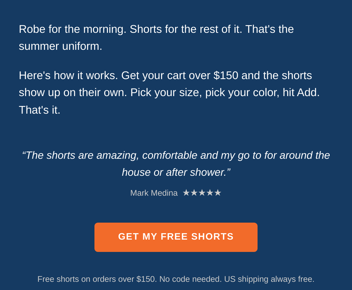 Free shorts offer details and shop link